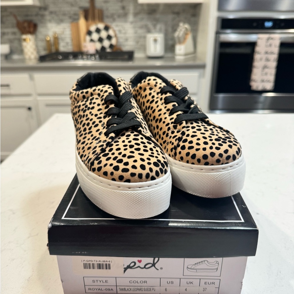 Leopard Print Women's Sneakers - Picture 2 of 2